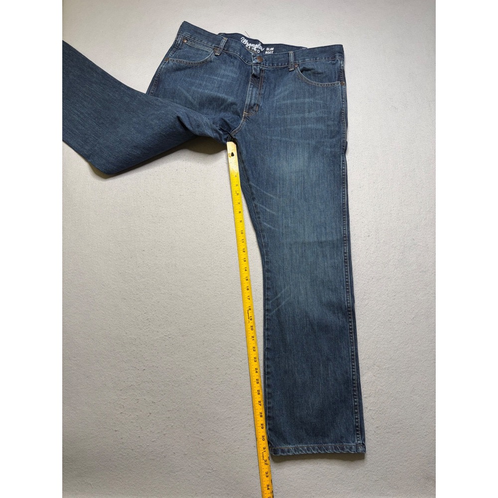 Wrangler Jeans Mens 38x32 Blue Retro Slim Boot 1077MWZRW Western Denim Pants - Picture 9 of 12
